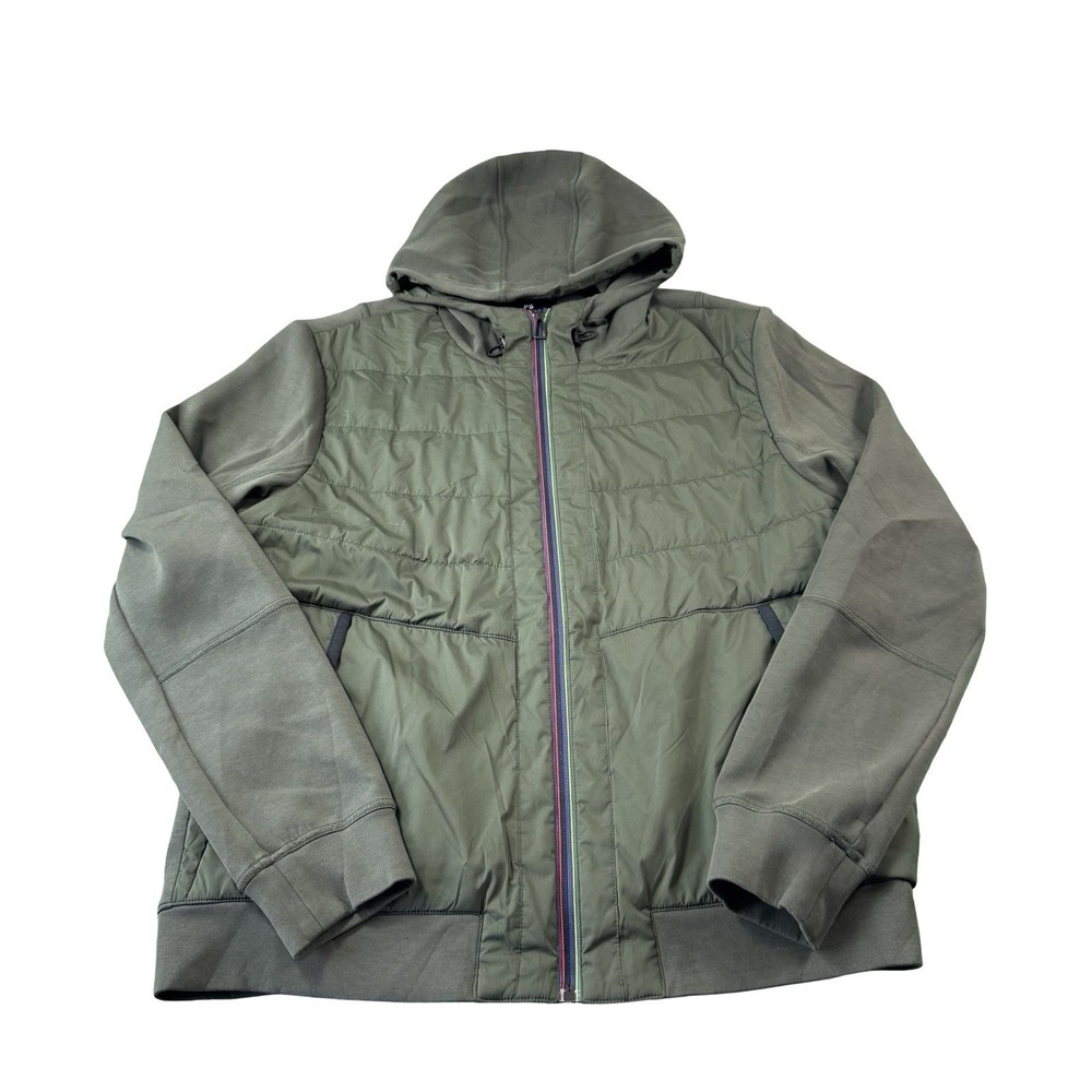 Paul Smith Green Hybrid Hooded Insulated Full Zip Mens Jacket Size XL